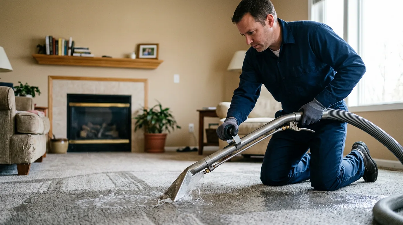 Water damage restoration technician working near Houston, AL